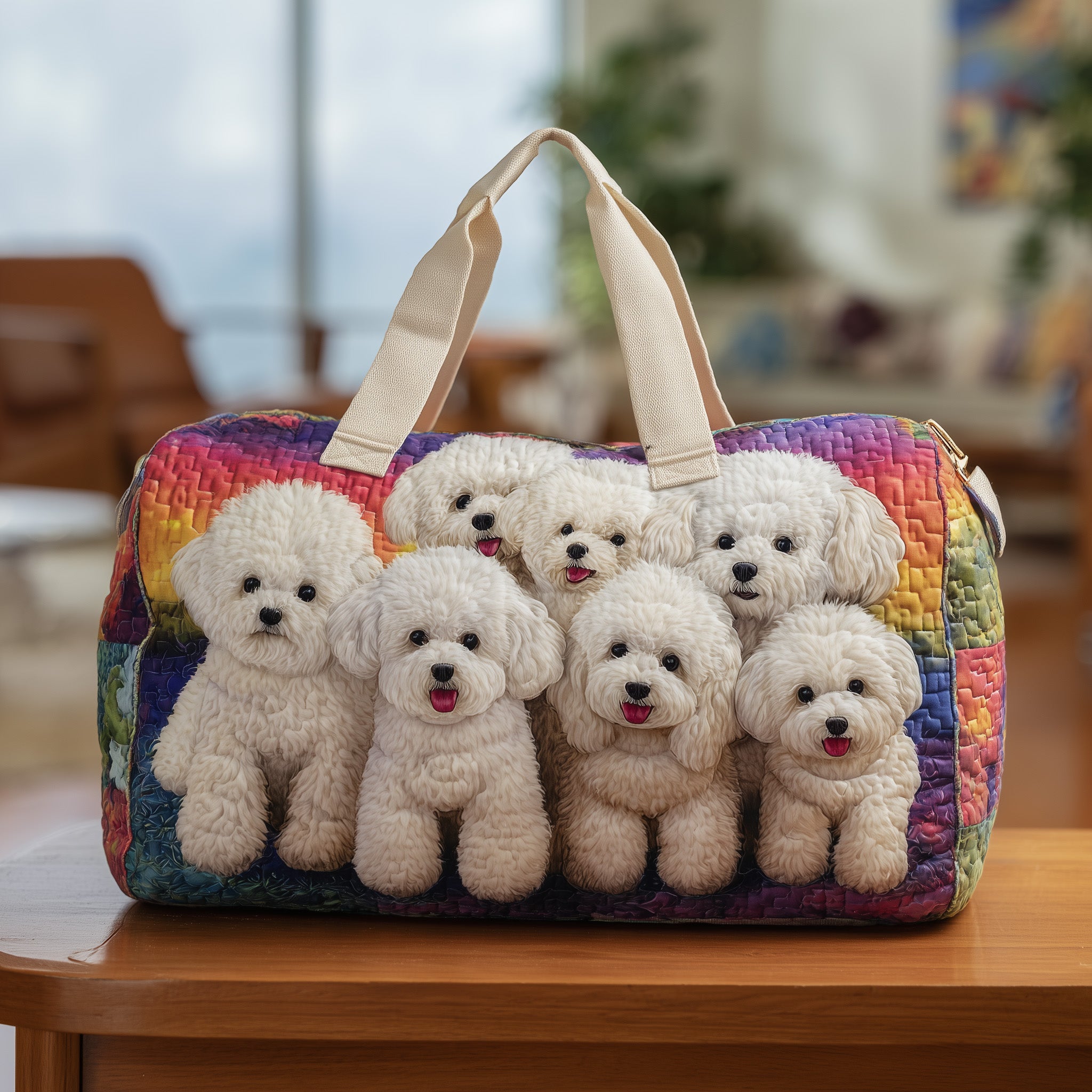 Bichon Frise Quilted Duffle Bag New Year Gift Idea