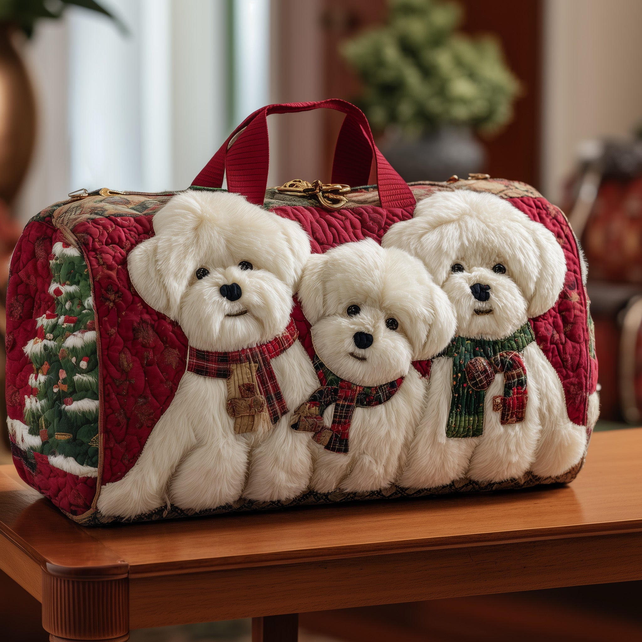 Bichon Frise Quilted Duffle Bag Valentine's Day Gift Idea