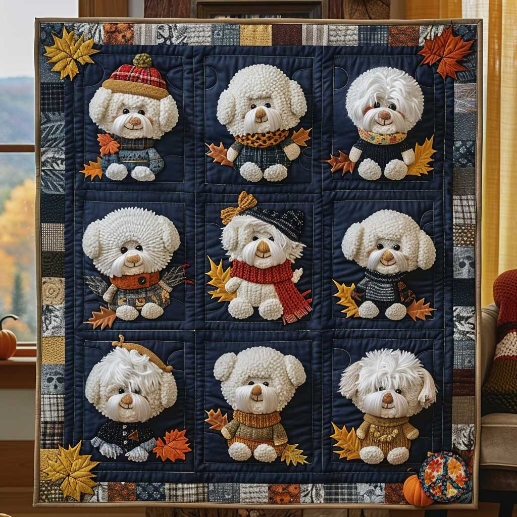 Bichon Frise Sweater Snuggles Holiday Christmas Quilt Blanket Great Gifts For Dog Lovers