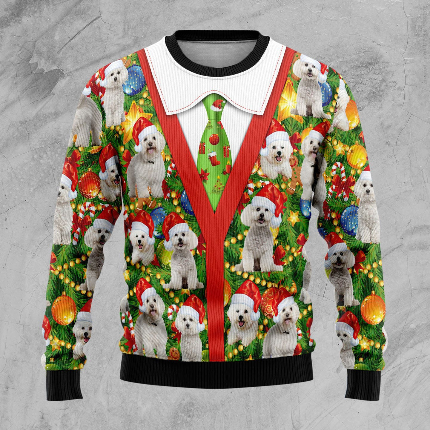 Bichon Xmas Pine Ugly Christmas Sweater Christmas Clothing Perfect Gift For Dog Lovers