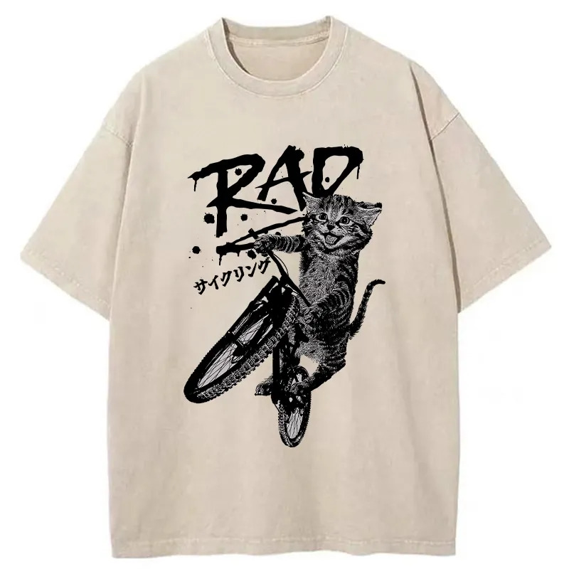 Bicycle Lover Cat Washed T-Shirt Unique Aesthetic Fashion Tee Gifts For Friends Bicycle Lover Cat Washed T-Shirt Unique Aesthetic Fashion Tee Gifts For Friends