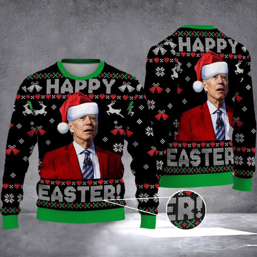 Biden Happy Easter Ugly Christmas Sweater Funny Joe Biden Santa Sweater Best Gifts For 2024