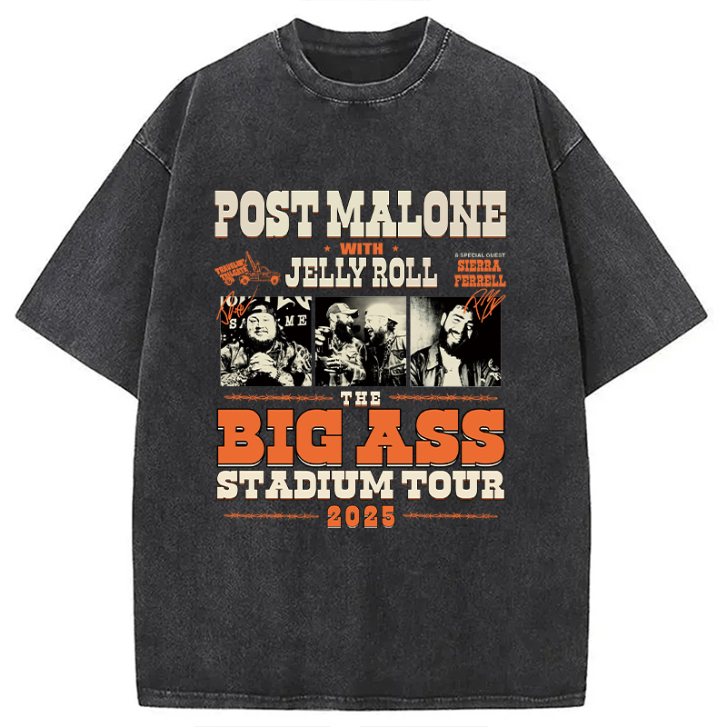 Big Ass World Tour Washed T-Shirt Retro Humor Graphic Top Gifts For Her