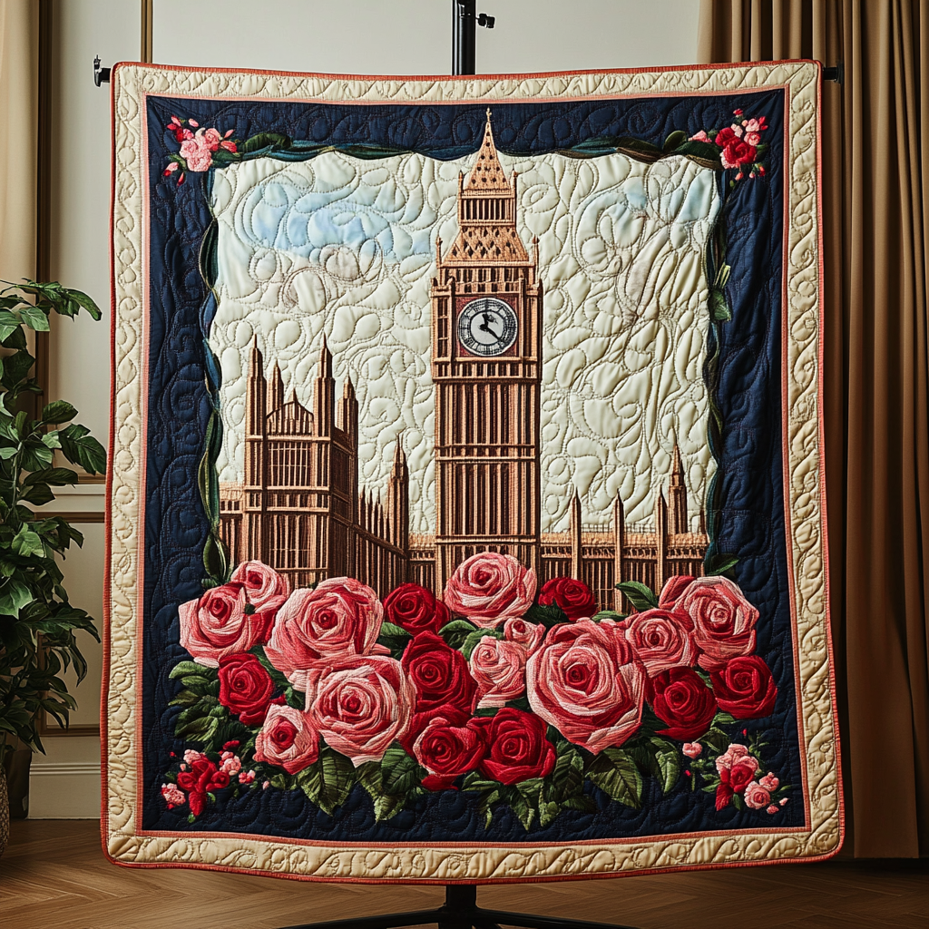 Big Ben Rose Quilted Blanket Xmas Holiday Gifts For Someone Who Loves England