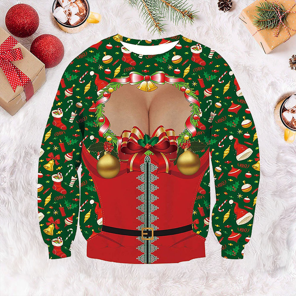 Big Boobs Gifs Ugly Christmas Sweater Funny Holiday Sweater Gifts For Wife