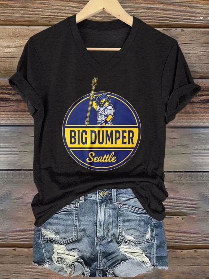 Big Dumper Women's V-Neck Shirt Funny Gifts For Wife
