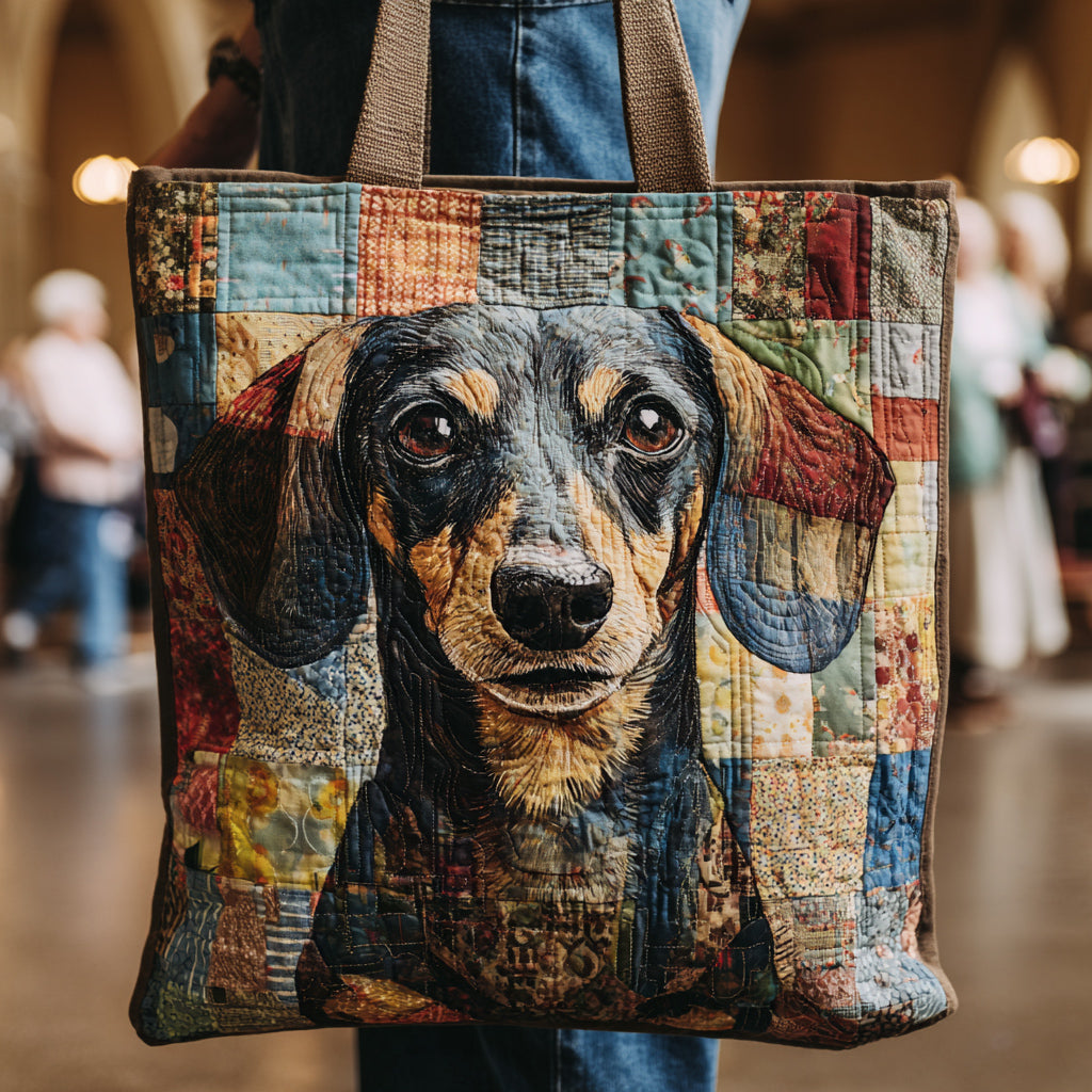 Big Eyed Dachshund Quilted Tote Bag Xmas Present For Dog Lovers