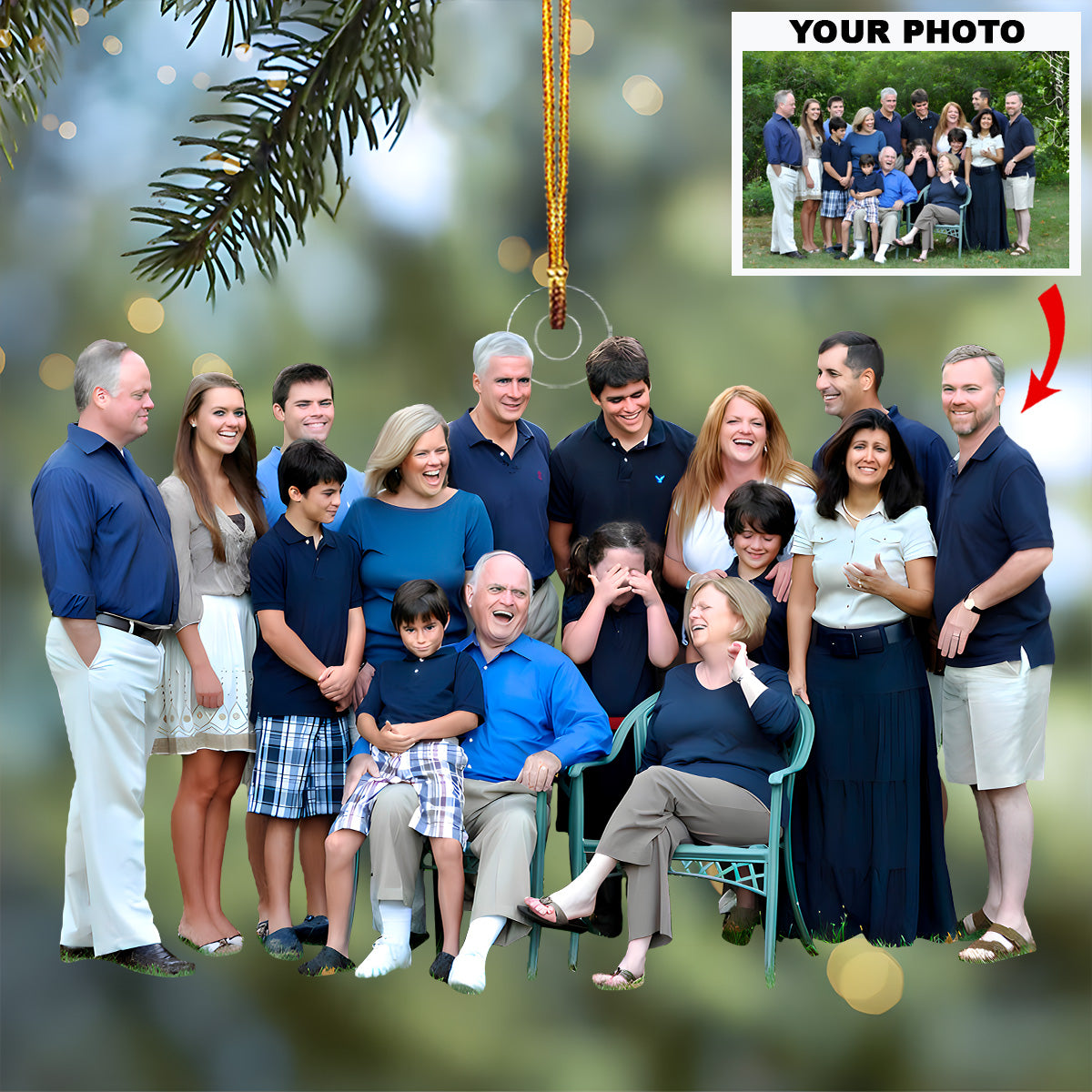 Big Family Portrait Personalized Photo Mica Ornament Christmas Gift For Family Members