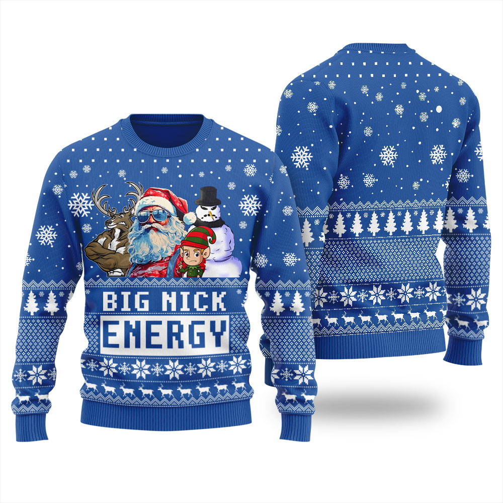 Big Nick Energy Christmas Sweater Men Classic Holiday Sweater for Festive Looks