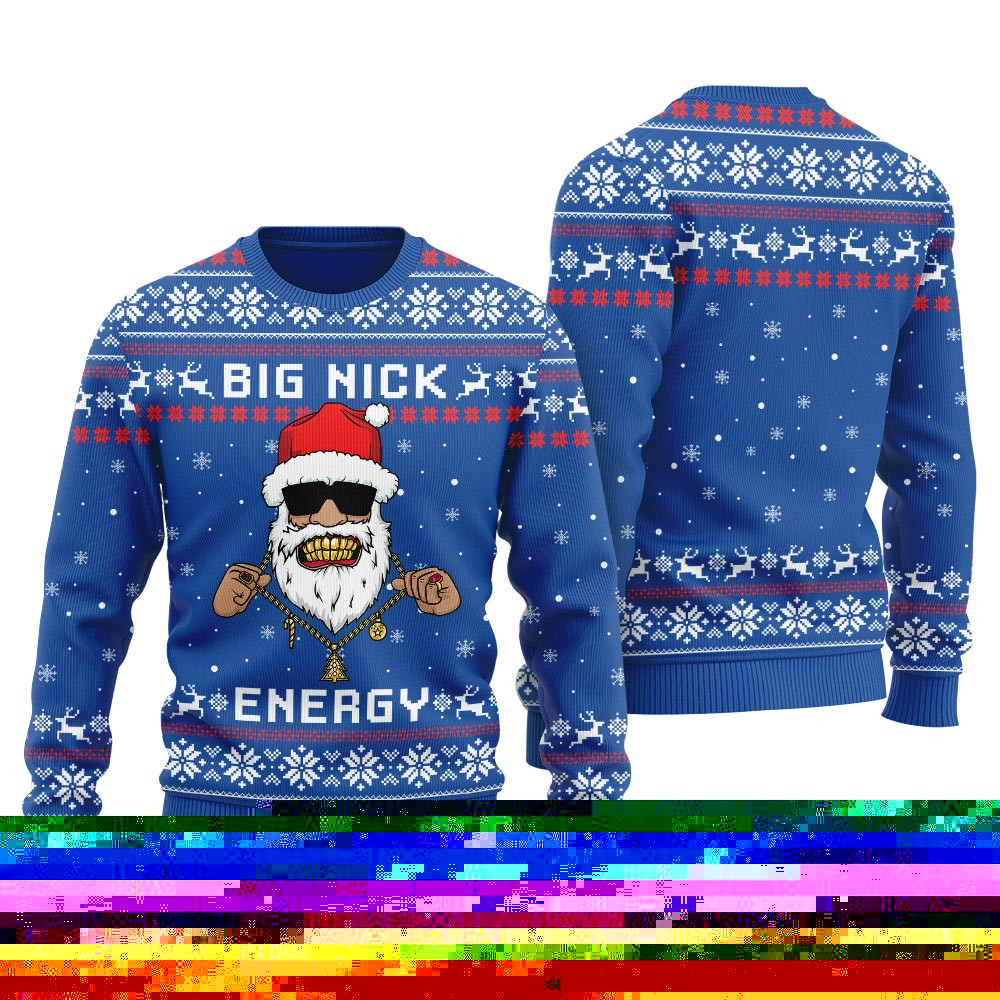 Big Nick Energy Santa Womens Ugly Christmas Sweater Perfect Gift Sweater for Friends and Family