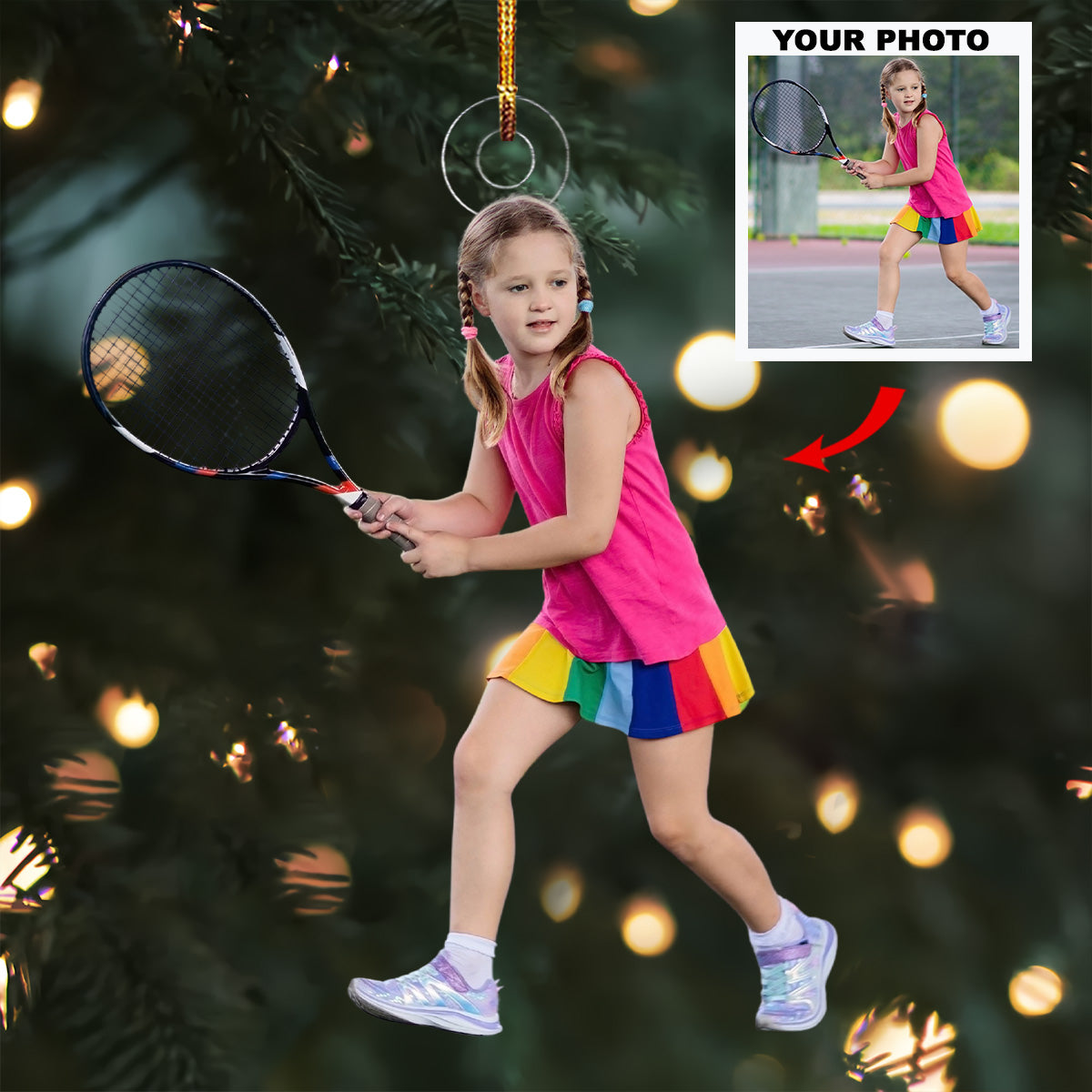 Big Swing Personalized Photo Mica Ornament Gift For Tennis Lover Tennis Player Family