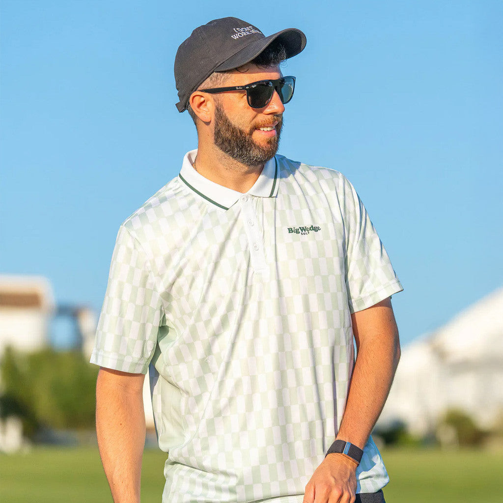 Big Wedge Golf Merch BW Cross Check Polo Shirt White Gifts For Golfers