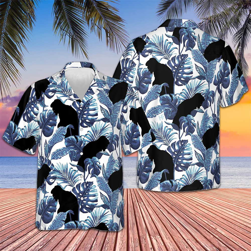 Bigfoot And The Blue Leaves Hawaiian Shirt Button Down Beach Shirts Gifts For Bigfoot Lovers