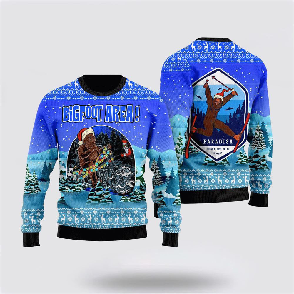 Bigfoot Area Motobike Ugly Christmas Sweater  For Men And Women Gifts For Couples
