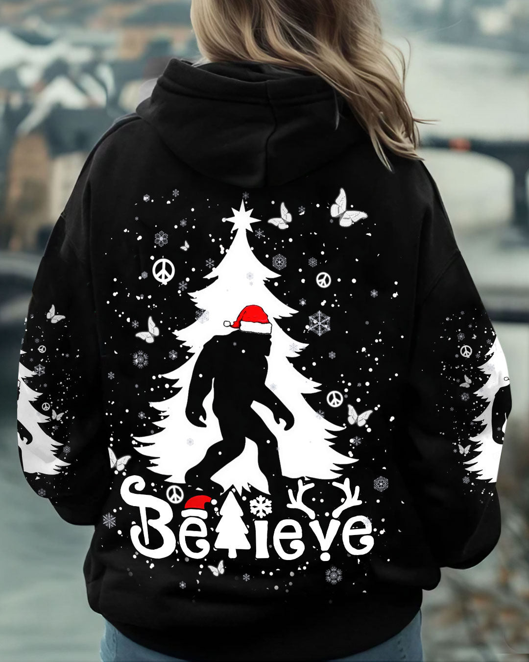 Bigfoot Believe Christmas Hoodie Mythical Creature Xmas Clothing Gifts For Bigfoot Lovers