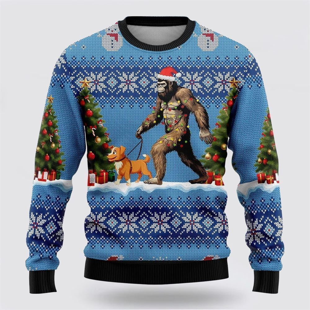 Bigfoot Christmas Dog Ugly Christmas Sweater Ugly Christmas Sweatshirt Christmas Gift