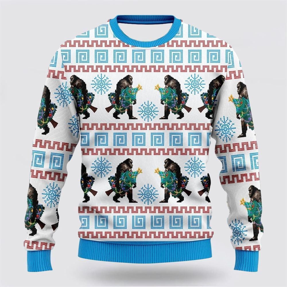Bigfoot Christmas Snowflakes Ugly Christmas Sweater Ugly Christmas Sweatshirt Christmas Gift