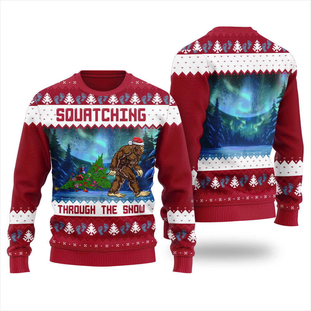 Bigfoot Christmas Tree Ugly Christmas Sweater For Men Holiday Gift Merch That Everyone Will Adore