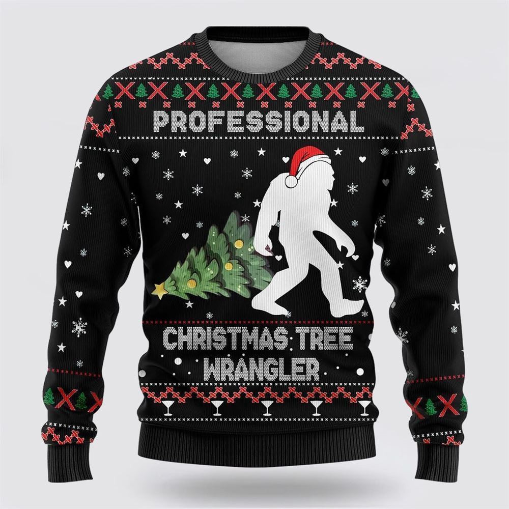 Bigfoot Christmas Tree Wrangler Ugly Christmas Sweater Ugly Christmas Sweatshirt Christmas Gift