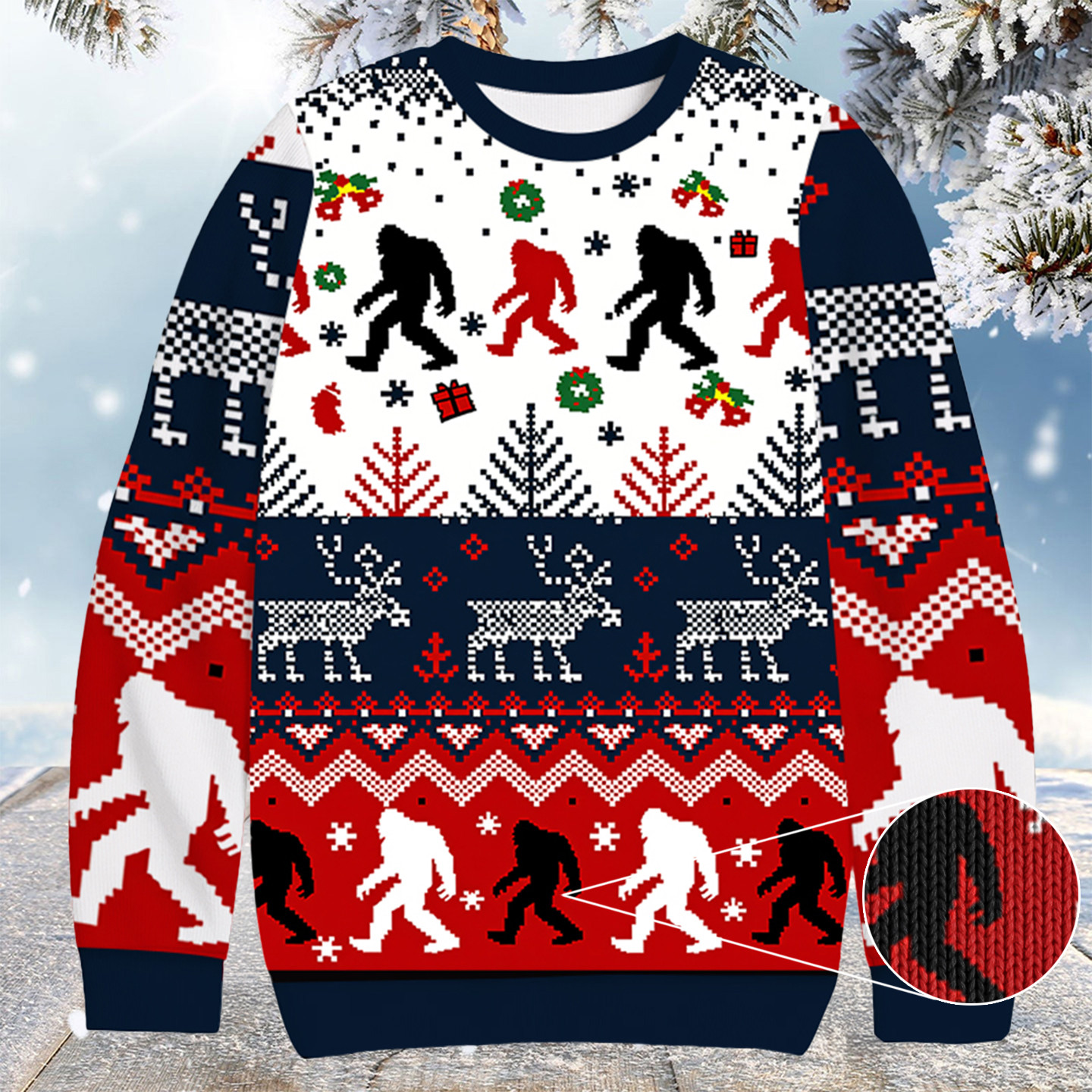 Bigfoot Christmas Ugly Sweater Cool Xmas Clothing Gifts For Bigfoot Lovers