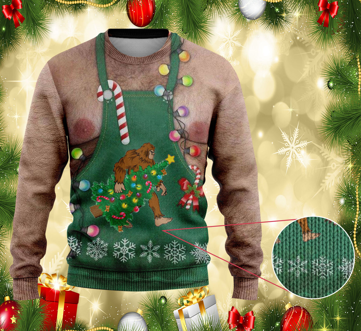 Bigfoot Christmas Ugly Sweater Funny Holiday Sweater Gifts for Bigfoot Fans
