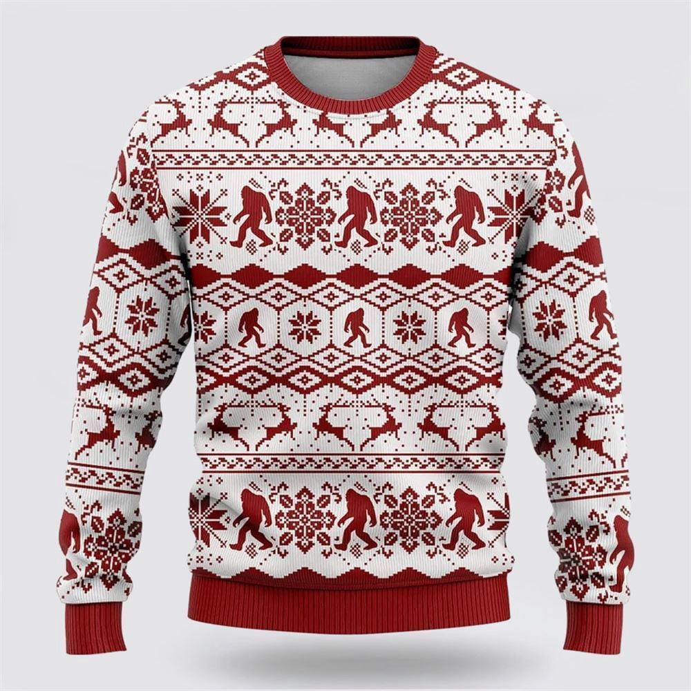 Bigfoot Classic Red Pattern Ugly Christmas Sweater Ugly Christmas Sweatshirt Christmas Gift