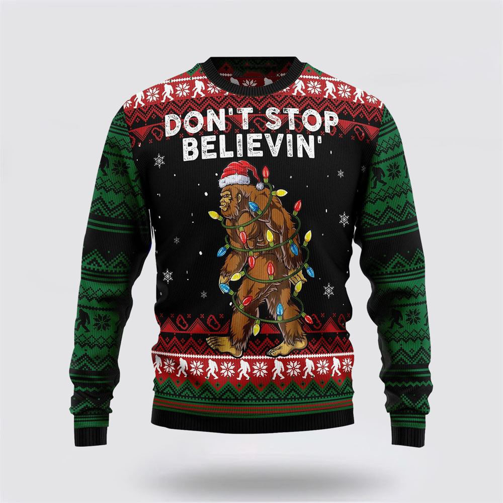 Bigfoot Don't Stop Believing Ugly Christmas Sweater  For Men And Women Gifts For Couples