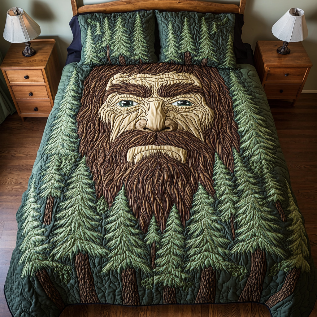 Bigfoot Dreams Quilted Bedding Set Bed Decor Bigfoot Gift Items