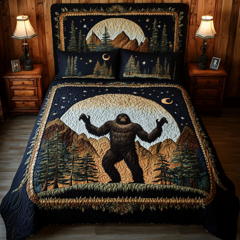 Bigfoot Encounter Quilted Bedding Set Trendy Bedding Merch for Modern Homes