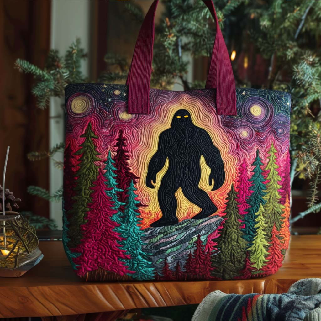 Bigfoot Forest Walk Quilted Tote Bag Big Foot Gift Ideas