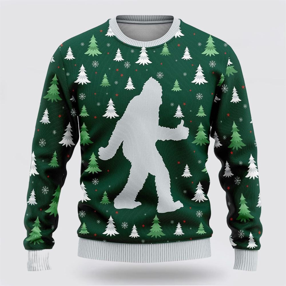 Bigfoot Funny Green Pattern Ugly Christmas Sweater Ugly Christmas Sweatshirt Christmas Gift