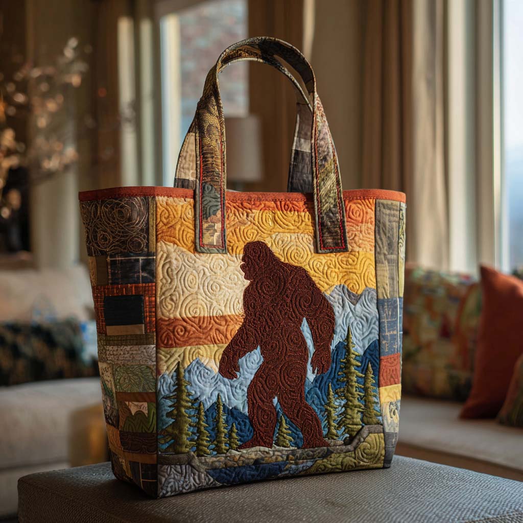 Bigfoot Hideaway Quilted Tote Bag Unique Bigfoot Gifts
