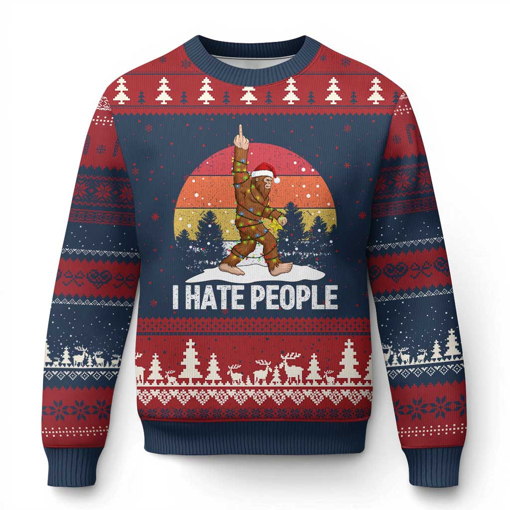 Bigfoot I Hate People Xmas Ugly Christmas Sweater Xmas Antisocial Jumper Bigfoot Based Gifts