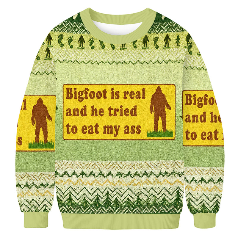 Bigfoot Is Real Ugly Sweater Holiday Clothing Unique Gifts For Bigfoot Lovers