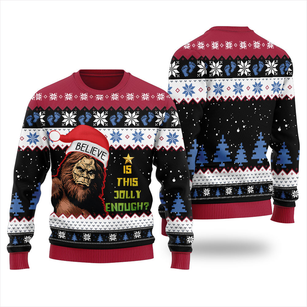 Bigfoot Is This Jolly Enough Thanksgiving Ugly Sweater For Women Unique Holiday Merch Gift for Home and Family