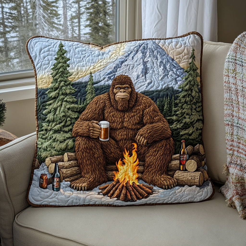 Bigfoot Journey Quilted Pillow Case Best Throw Pillow Covers Gifts For Sasquatch Lovers