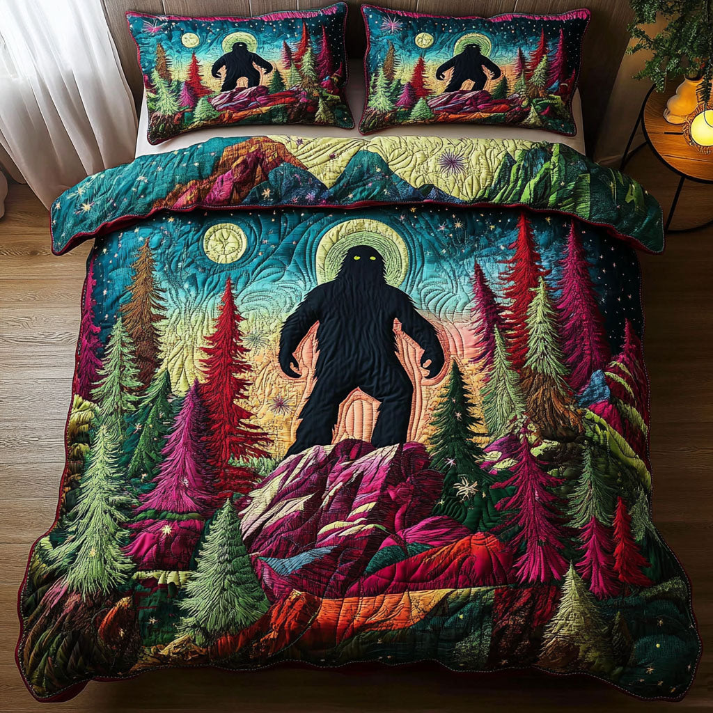 Bigfoot Legend Quilted Bedding Set Full Size Comforter Mythical Gift For Grandma