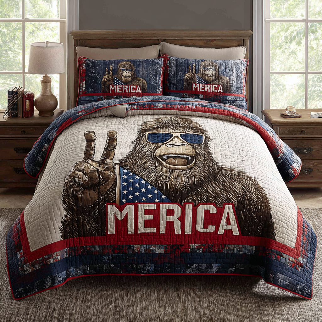 BigFoot Legend Quilted Bedding Set Patriotic Room Ideas Bigfoot Gifts For Men