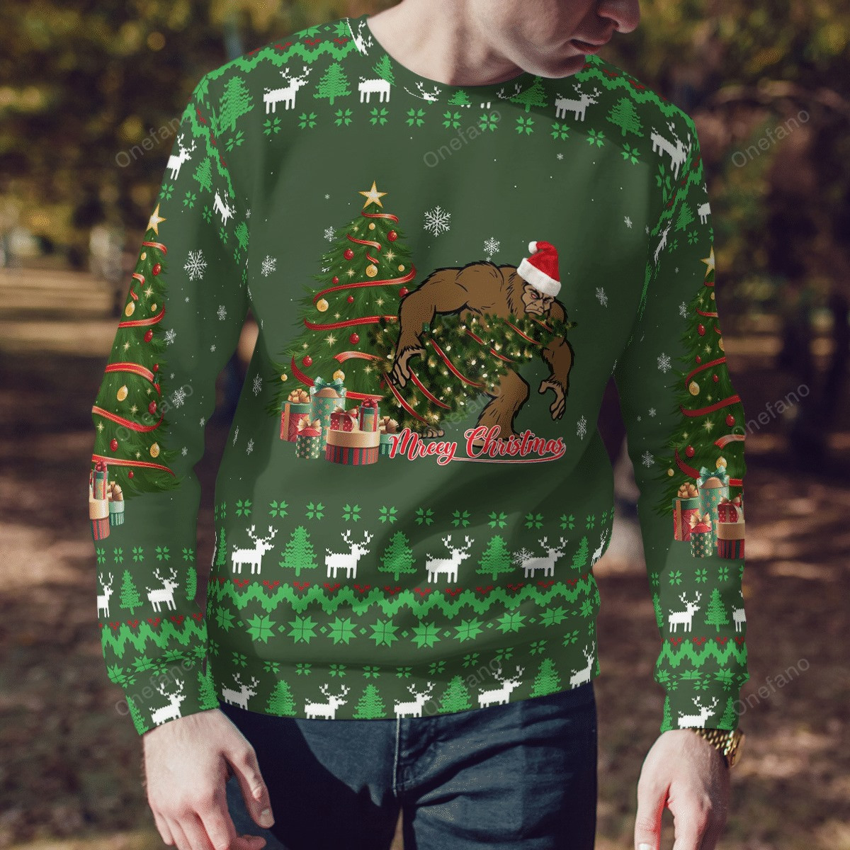 Bigfoot Merry Christmas Ugly Sweater Mens 2024 Christmas Gift Ideas For Him Boyfriend