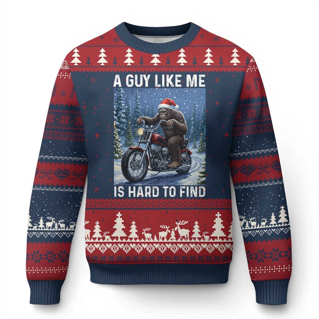 Bigfoot Motorcycle Ugly Christmas Sweater Xmas Sasquatch Jumper Gifts For Bigfoot Lovers