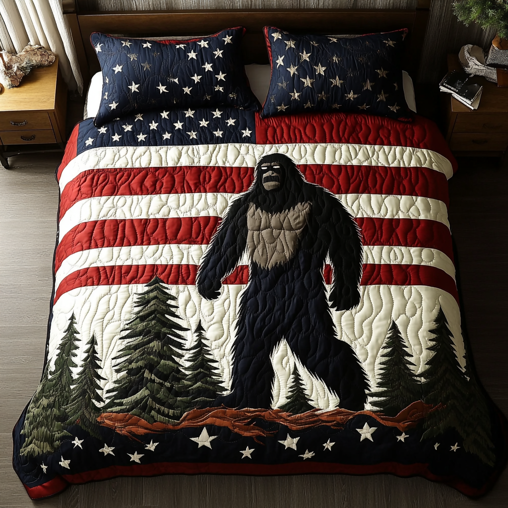 BigFoot Peace Quilted Bedding Set Patriotic Bedroom Ideas Bigfoot Novelty Gifts
