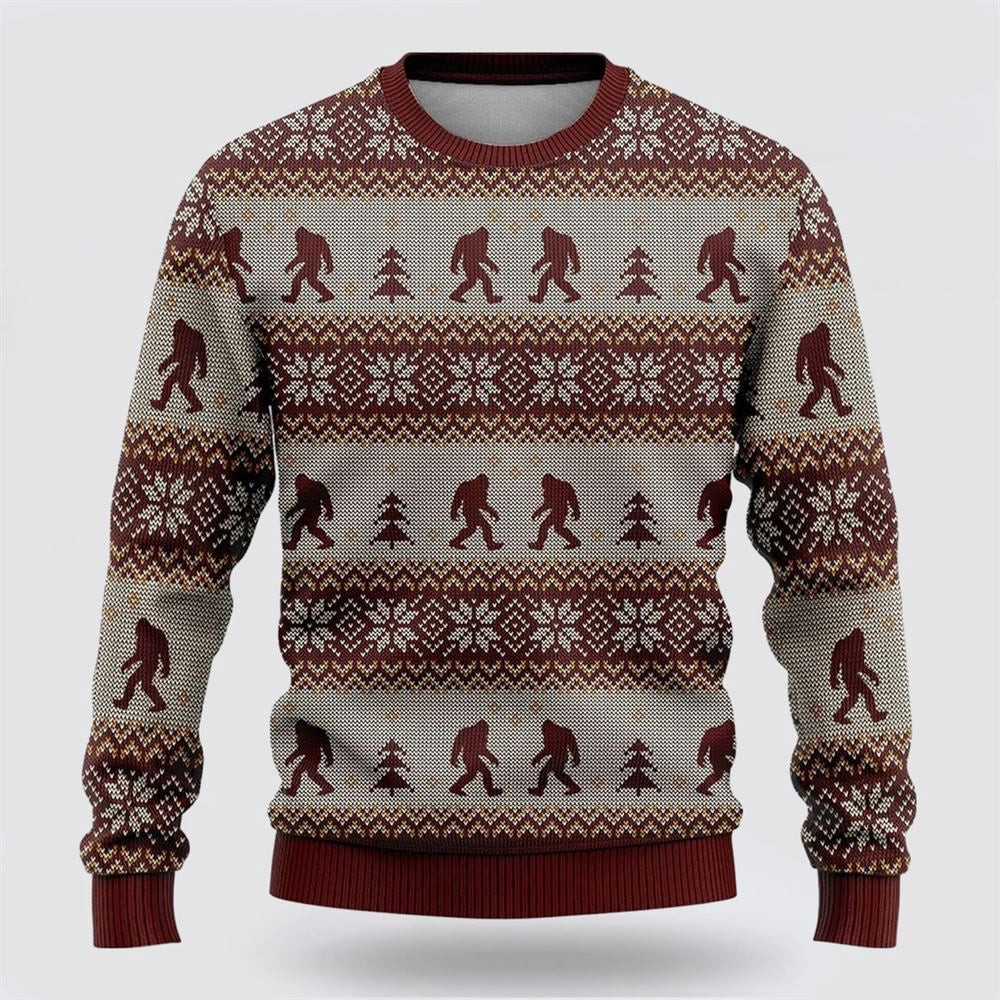 Bigfoot Red And Gray Pattern Ugly Christmas Sweater Ugly Christmas Sweatshirt Christmas Gift