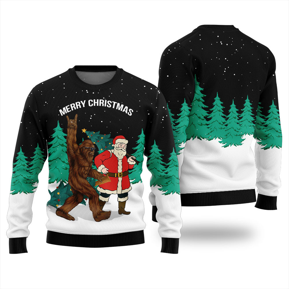 Bigfoot Santa Christmas Sweater Warm Winter Sweater to Brighten Your Holidays