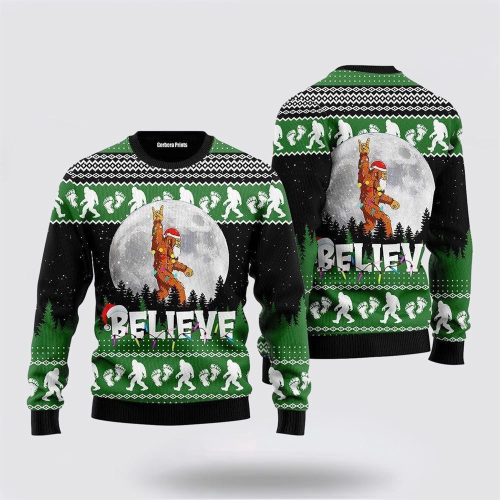 Bigfoot Santa Claus Christmas Moon Night Ugly Christmas Sweater Ugly Christmas Sweatshirt Christmas Gift