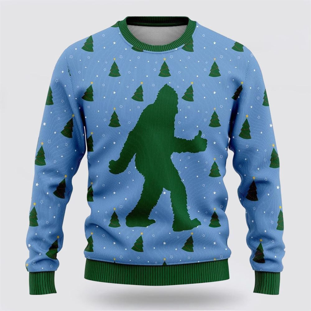Bigfoot Sasquatch Funny Blue Pattern Ugly Christmas Sweater Ugly Christmas Sweatshirt Christmas Gift