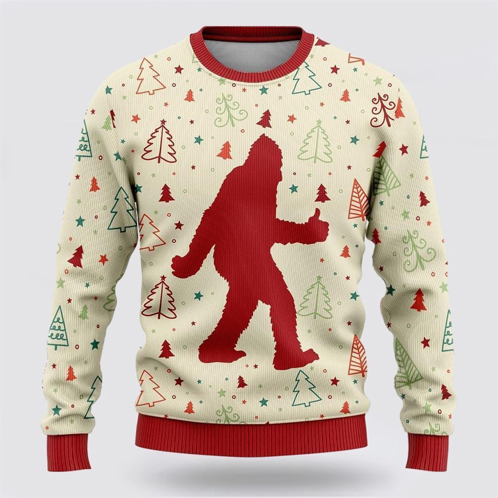 Bigfoot Sasquatch Funny White Pattern Ugly Christmas Sweater Ugly Christmas Sweatshirt Christmas Gift