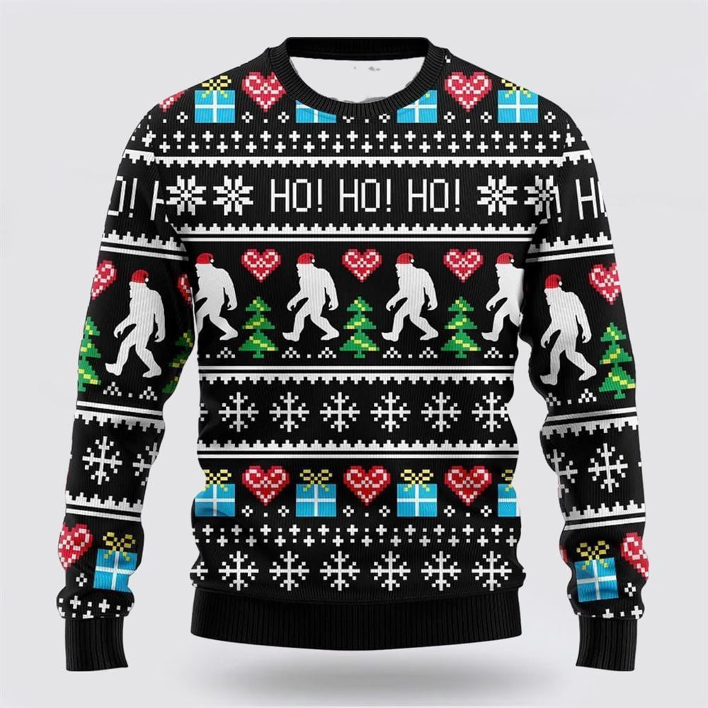 Bigfoot Secret Gift Ho Ho Ho Ugly Christmas Sweater Ugly Christmas Sweatshirt Christmas Gift