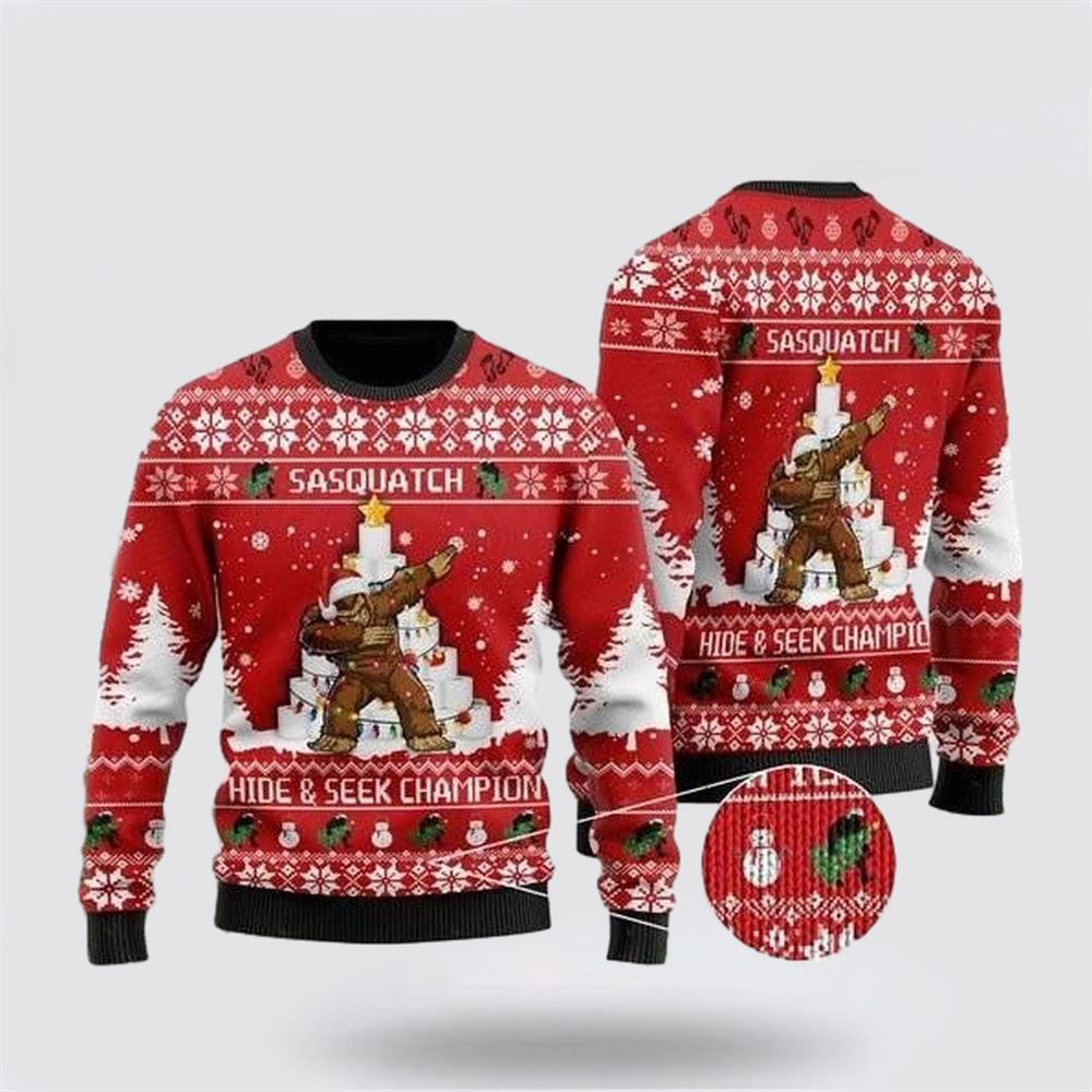 Bigfoot Snowman Ugly Christmas Sweater  For Men And Women Gifts For Couples