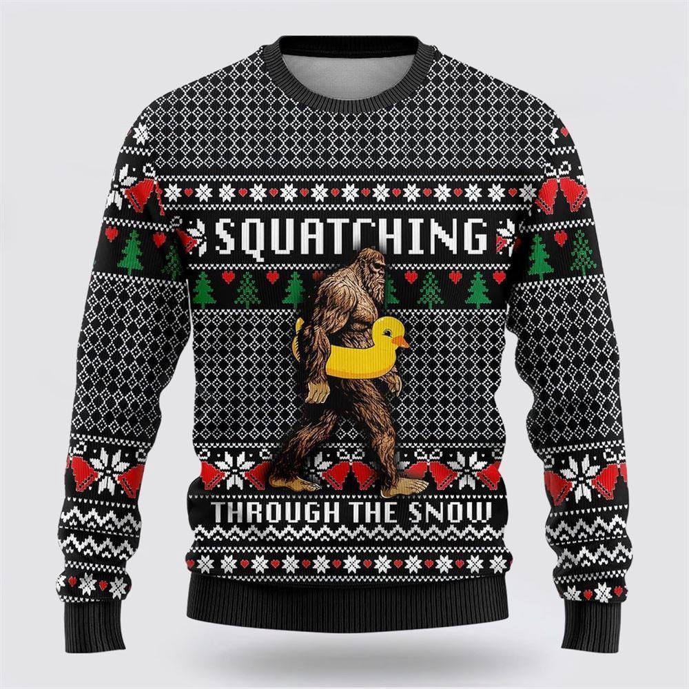 Bigfoot Squatching Duck Ugly Christmas Sweater Ugly Christmas Sweatshirt Christmas Gift