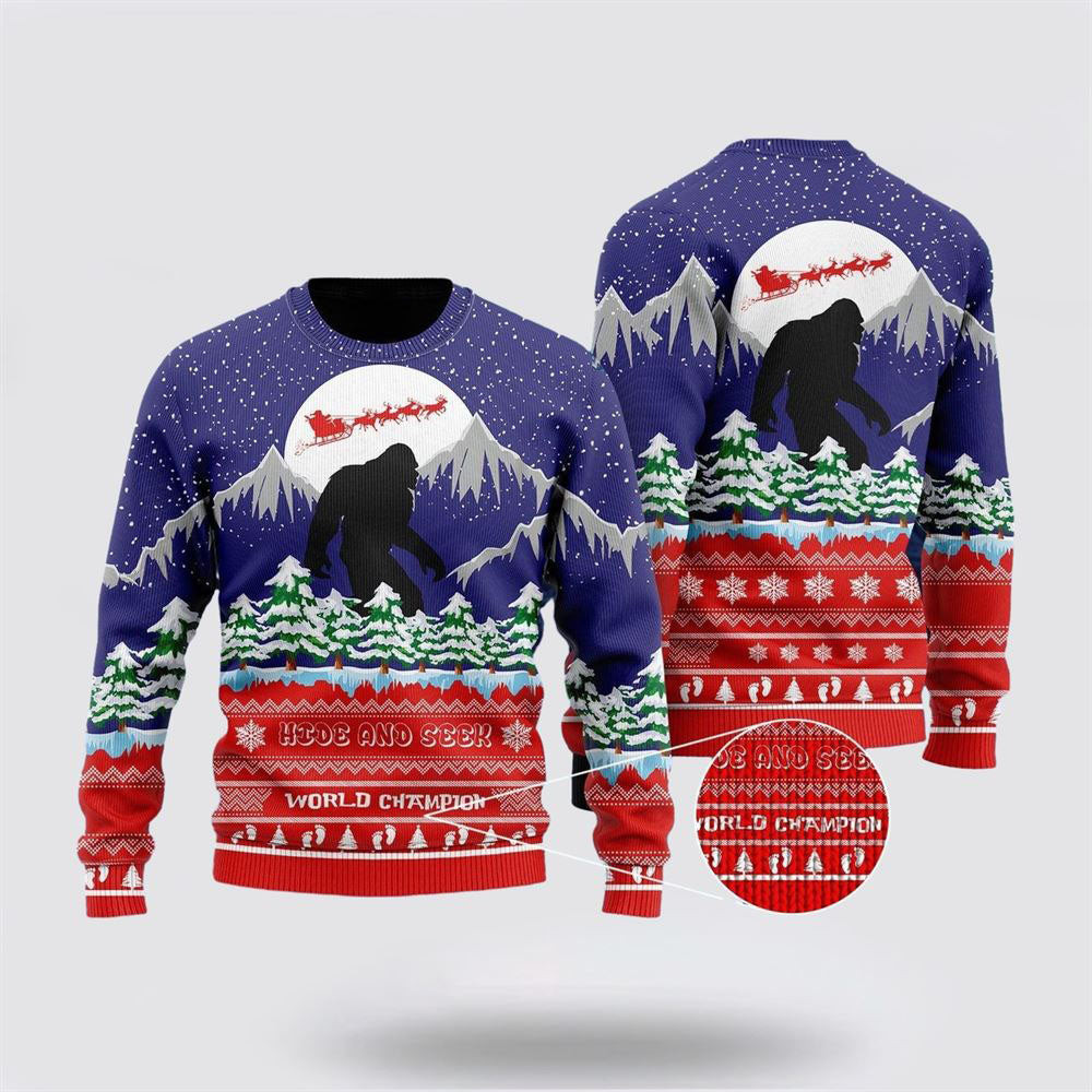 Bigfoot Sweater World Champion Ugly Christmas Sweater  For Men And Women Gifts For Couples